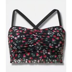 NWT Torrid Wire Free Mesh Bikini Top Strawberry Bloom Womens Size 2